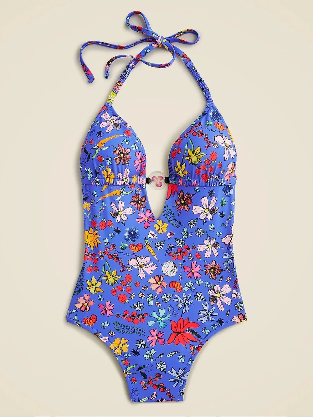 J. Crew X Dauphinette Plunge One-Piece Floral Swim Size 12